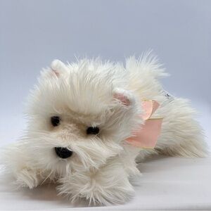 Russ Berrie Sammie Stuffed Animal Realistic Plush Dog Puppy White Soft Floppy10"